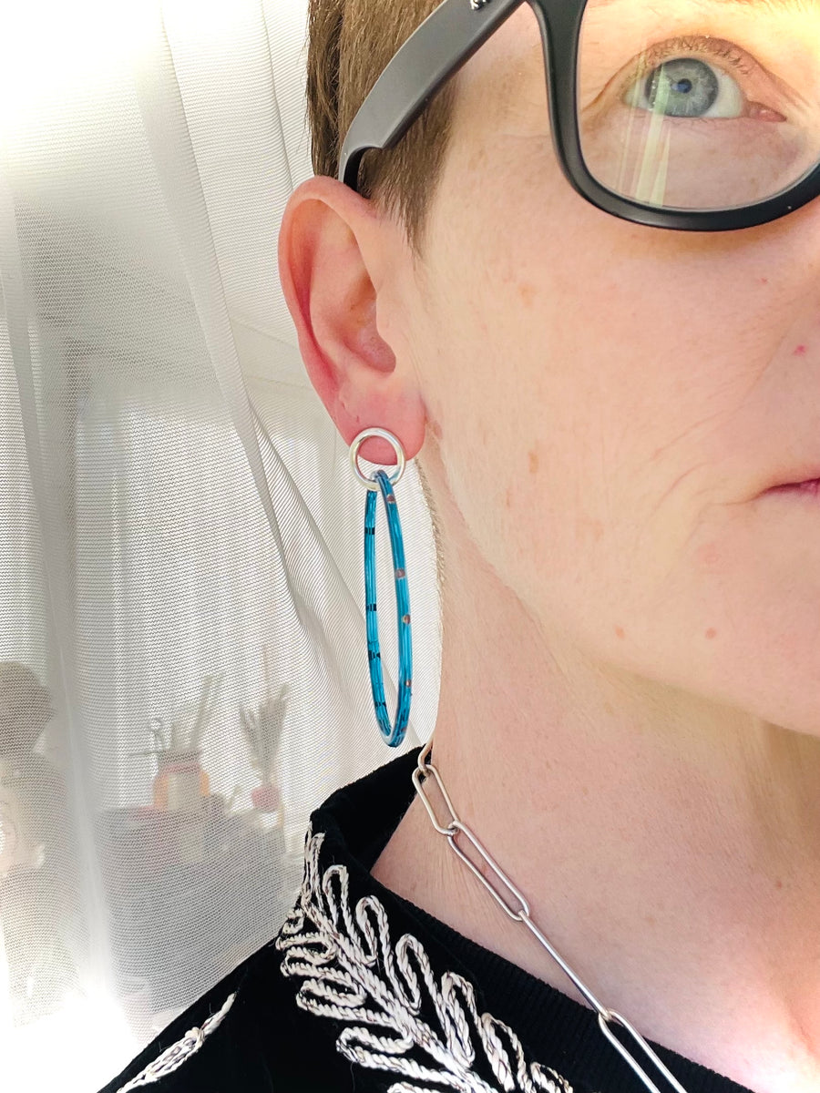 Amy earrings - blue with gold spots