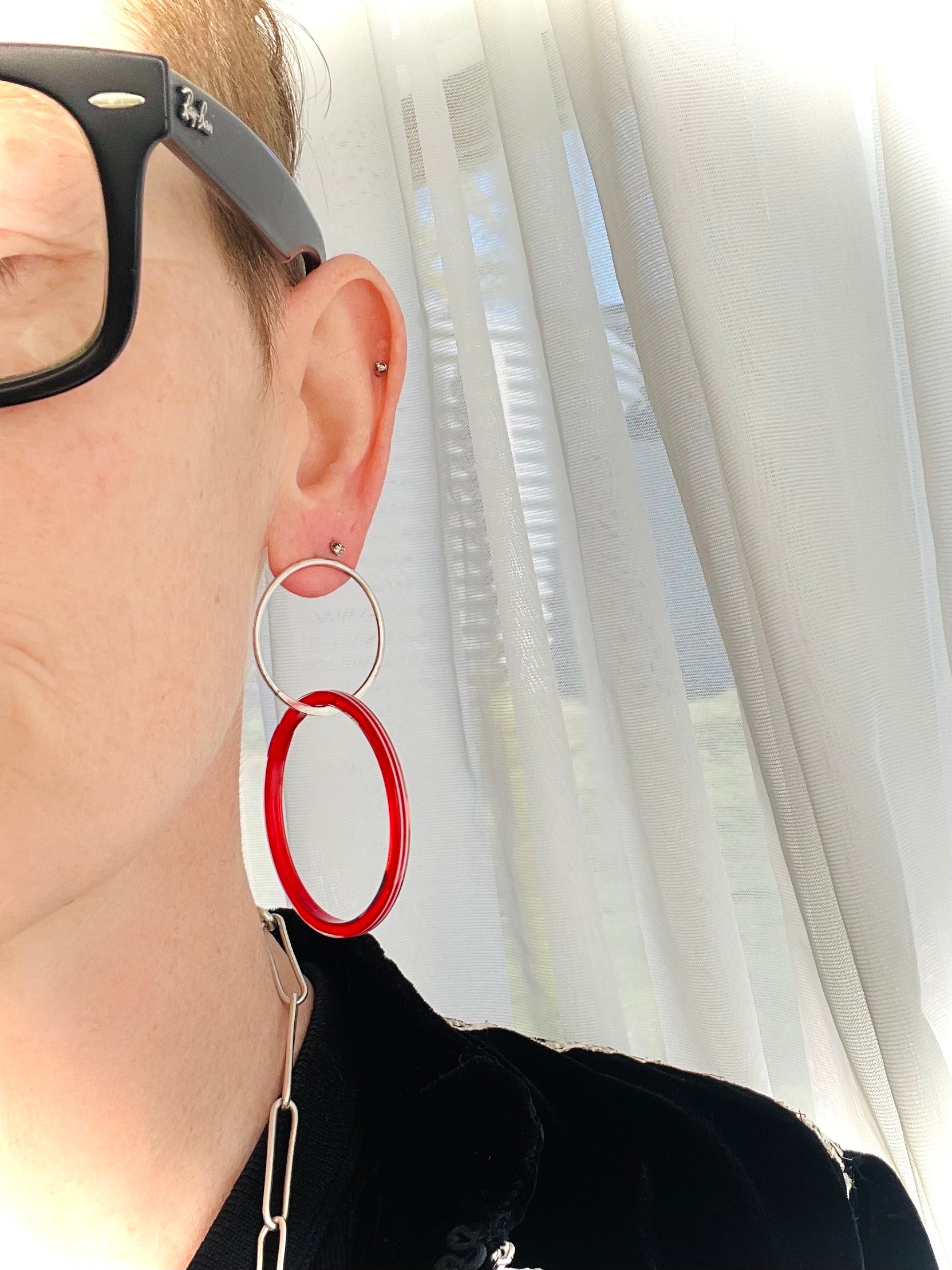 Belinda earrings - red & white candy stripe
