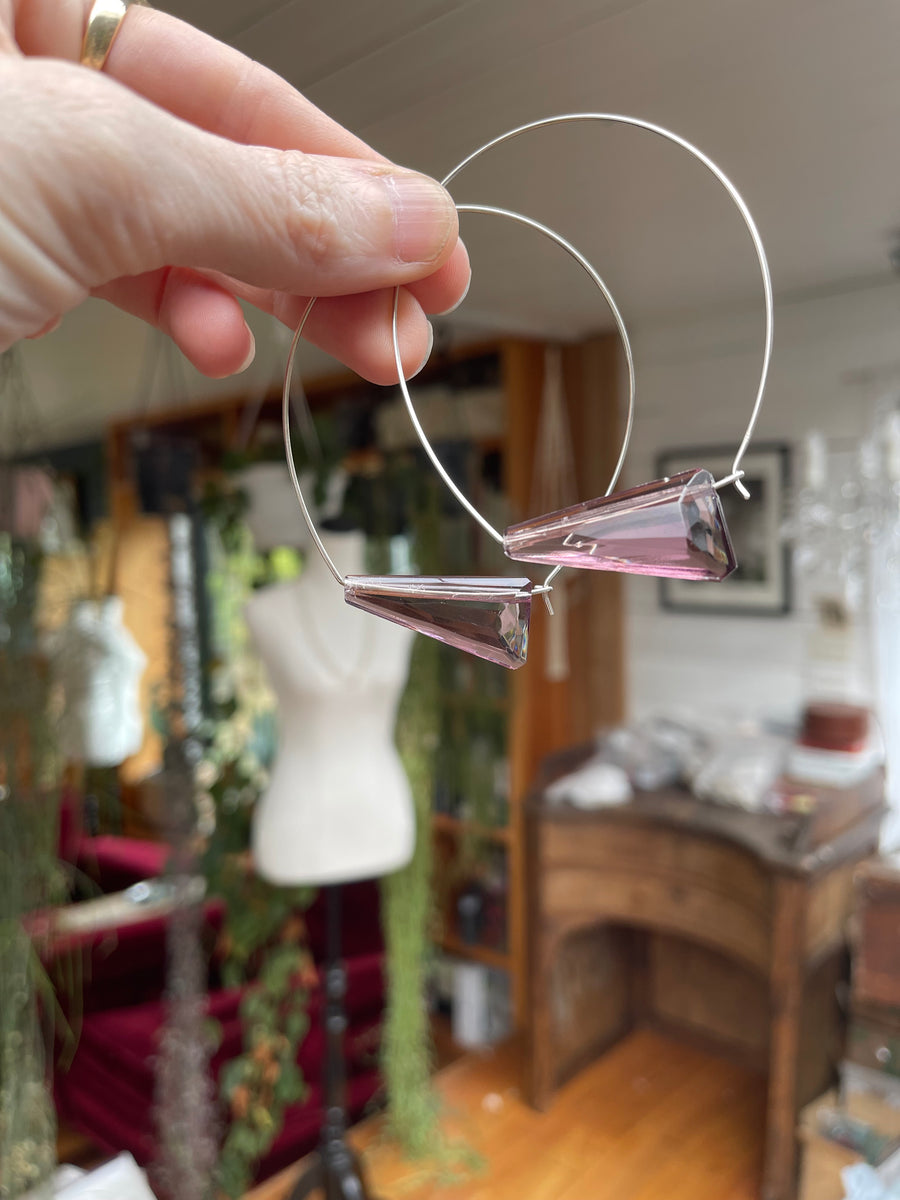 Jumbo hoop earrings - 1920s purple