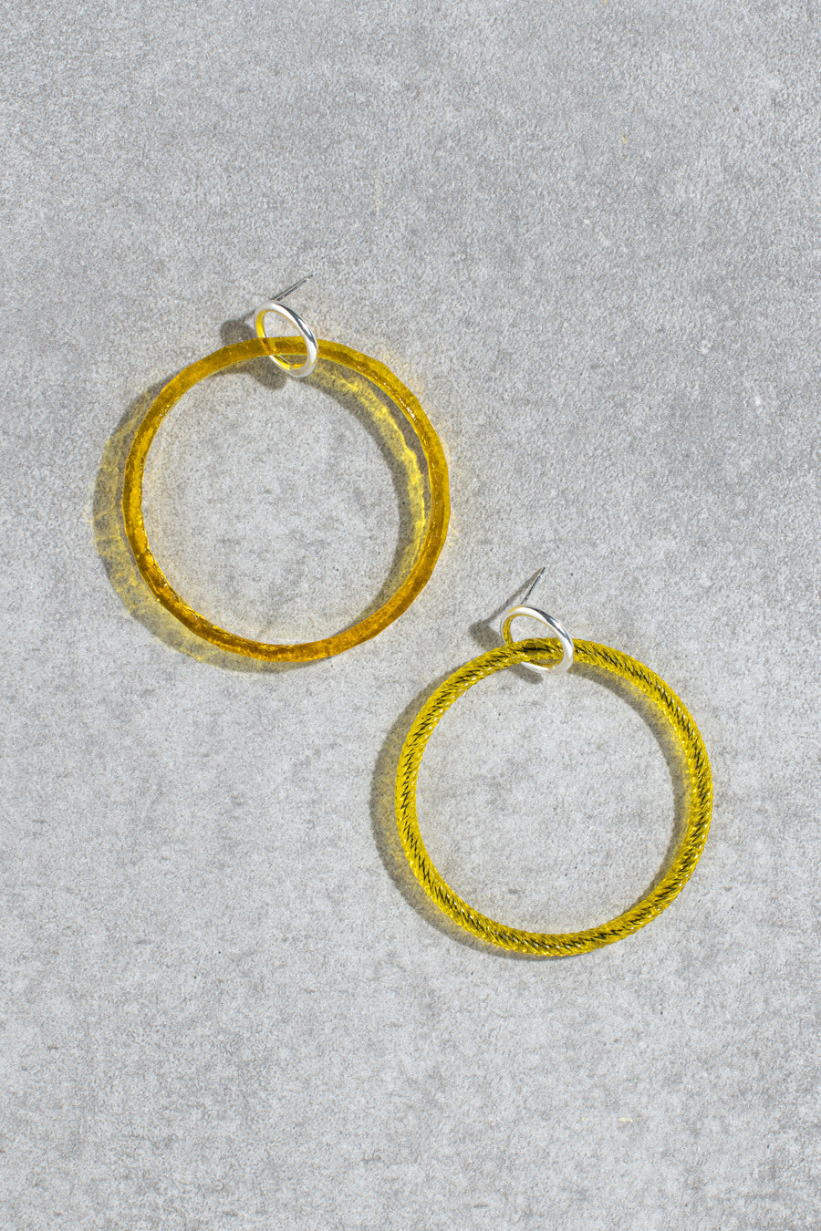 Amy earrings - mismatched sunshine yellows