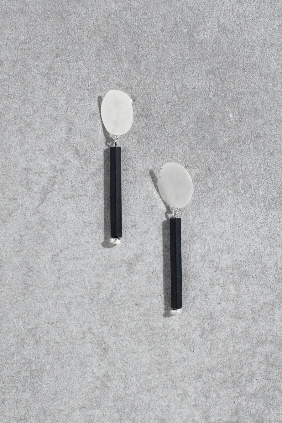 Recycled silver & glass stud earrings - frosty black
