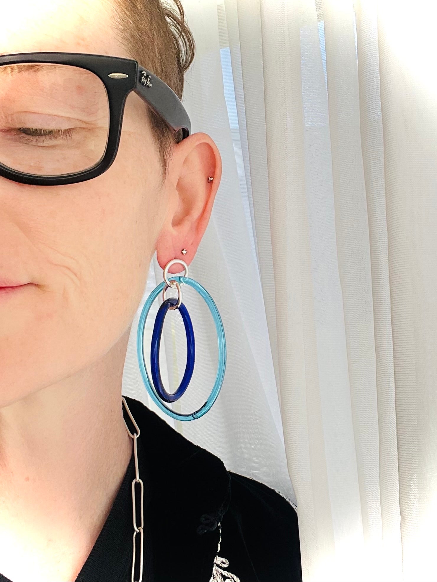 Frances earrings - mismatched blues