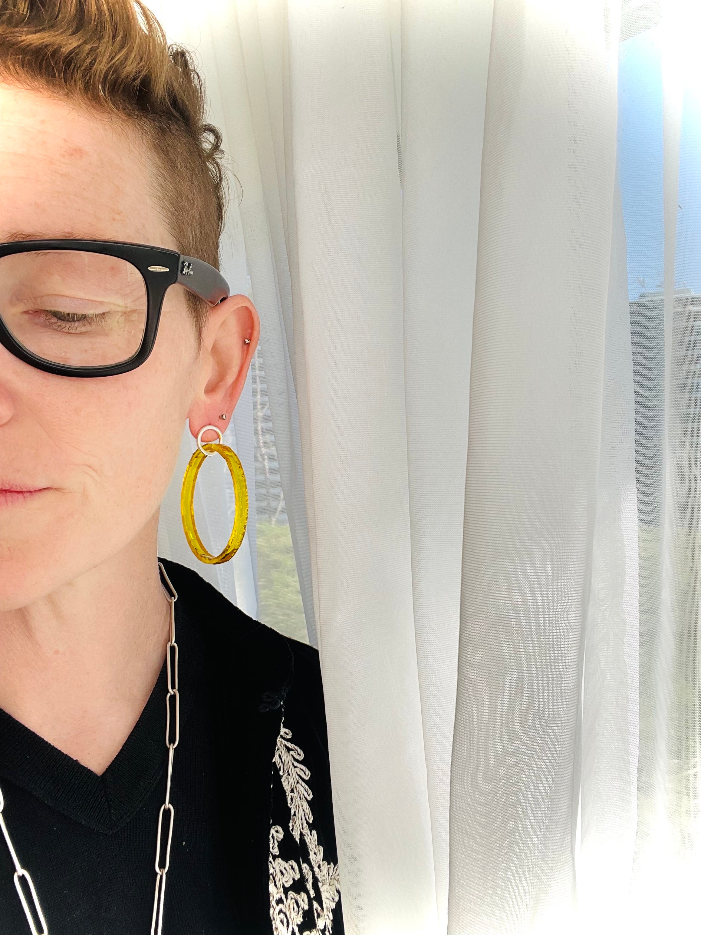 Amy earrings - mismatched sunshine yellows